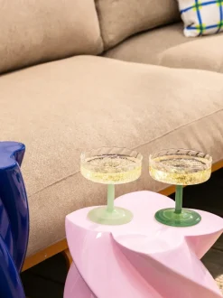 Copas pompadour de champán artesanales de vidrio de borosilicato Twirl, 2 uds.