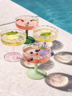 Copas pompadour de champán artesanales de vidrio de borosilicato Twirl, 2 uds.