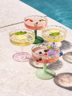 Copas pompadour de champán artesanales de vidrio de borosilicato Twirl, 2 uds.