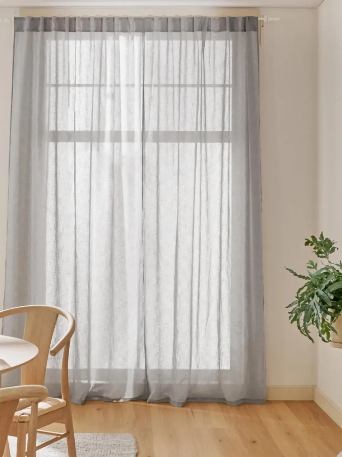 Cortinas semitransparente con cinta de lazo Gardine Ibiza, 2 uds.