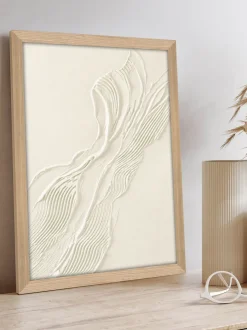 Cuadro en lienzo enmarcado pintado a mano Beige Heritage