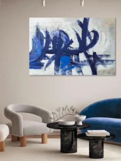 Cuadro en lienzo pintado a mano Blue Stroke