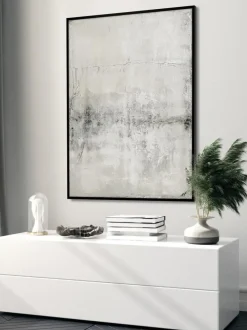 Cuadro en lienzo pintado a mano Simple Living, marco de madera