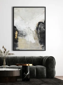 Cuadro en lienzo pintado a mano Noir, marco de madera