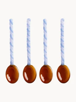 Cuchara de vidrio artesanal de vidrio borosilicato Duet, 4 uds.