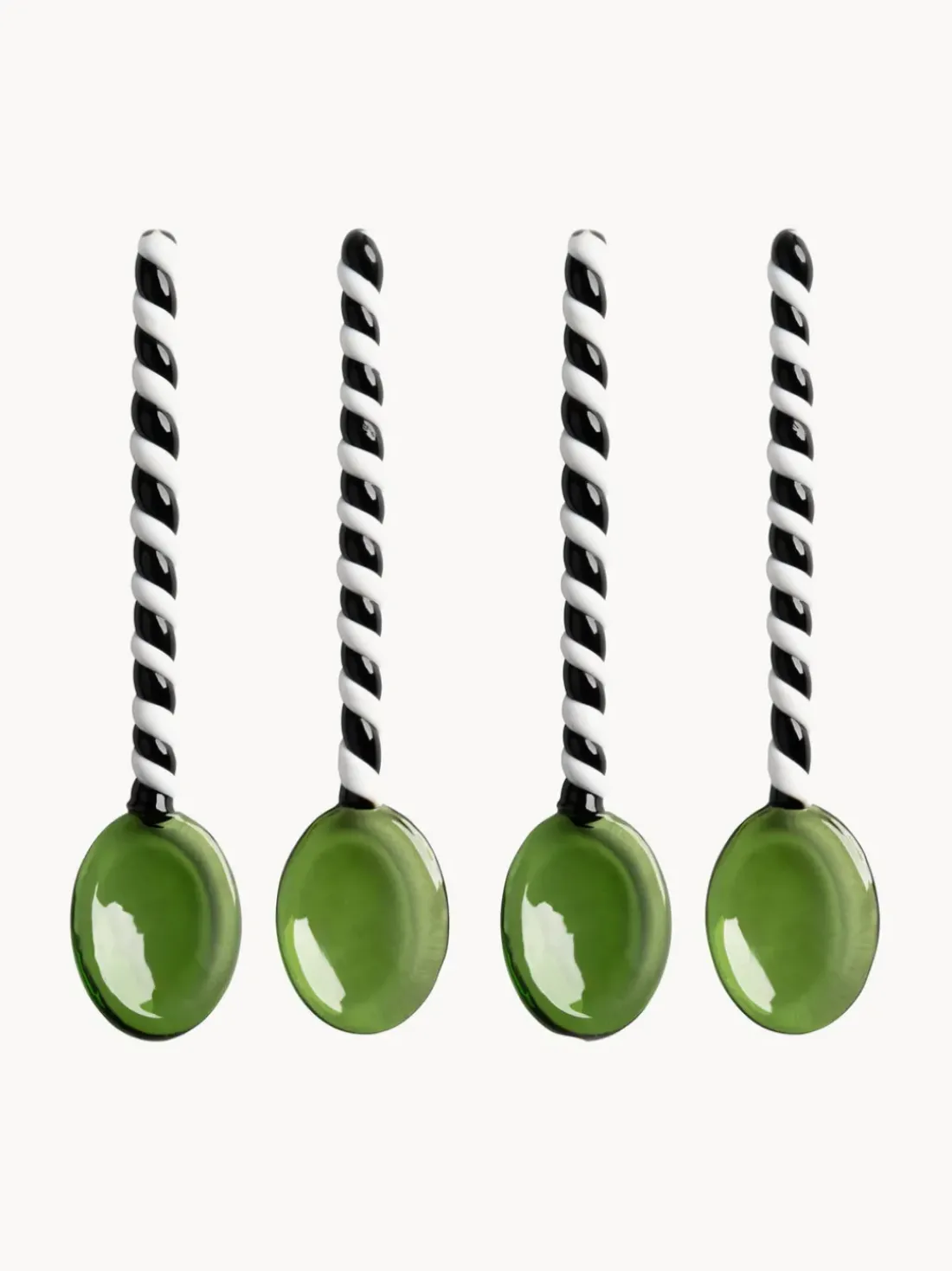 Cuchara de vidrio artesanal de vidrio borosilicato Duet, 4 uds.
