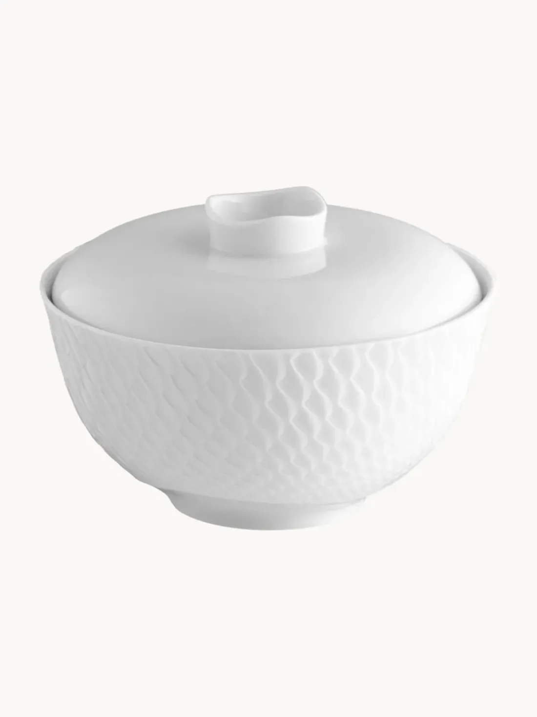 Cuenco con tapa artesanal con relieves Wellenspiel