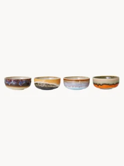 Cuencos pequeños artesanales con esmalte reactivo 70's, 4 uds.