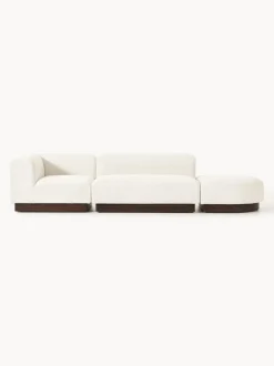 Diván modular de borreguillo bouclé con reposapiés Natalie