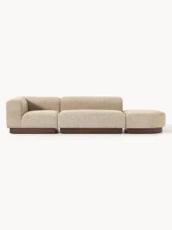 Diván modular de borreguillo bouclé con reposapiés Natalie