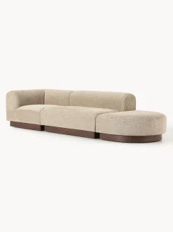 Diván modular de borreguillo bouclé con reposapiés Natalie