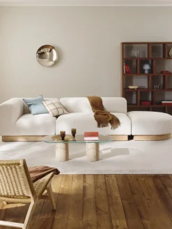 Diván modular de borreguillo bouclé con reposapiés Natalie
