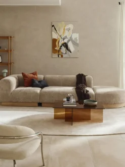 Diván modular de borreguillo bouclé con reposapiés Natalie