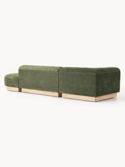 Diván modular de borreguillo bouclé con reposapiés Natalie