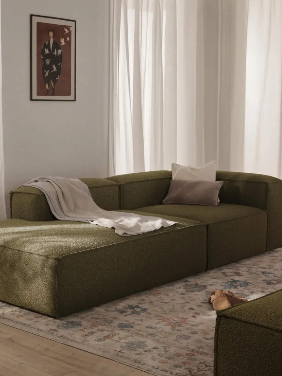 Diván modular en tejido bouclé Lennon