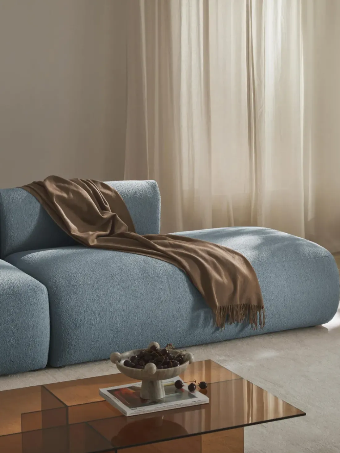 Diván modular en tejido bouclé Sofia