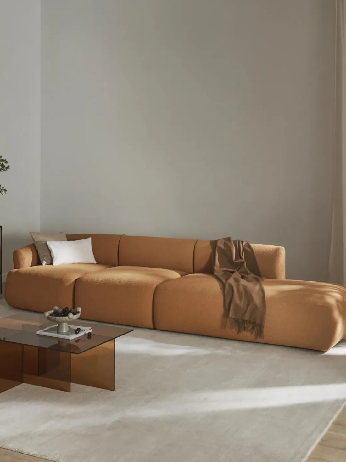 Diván modular grande en tejido bouclé Sofia