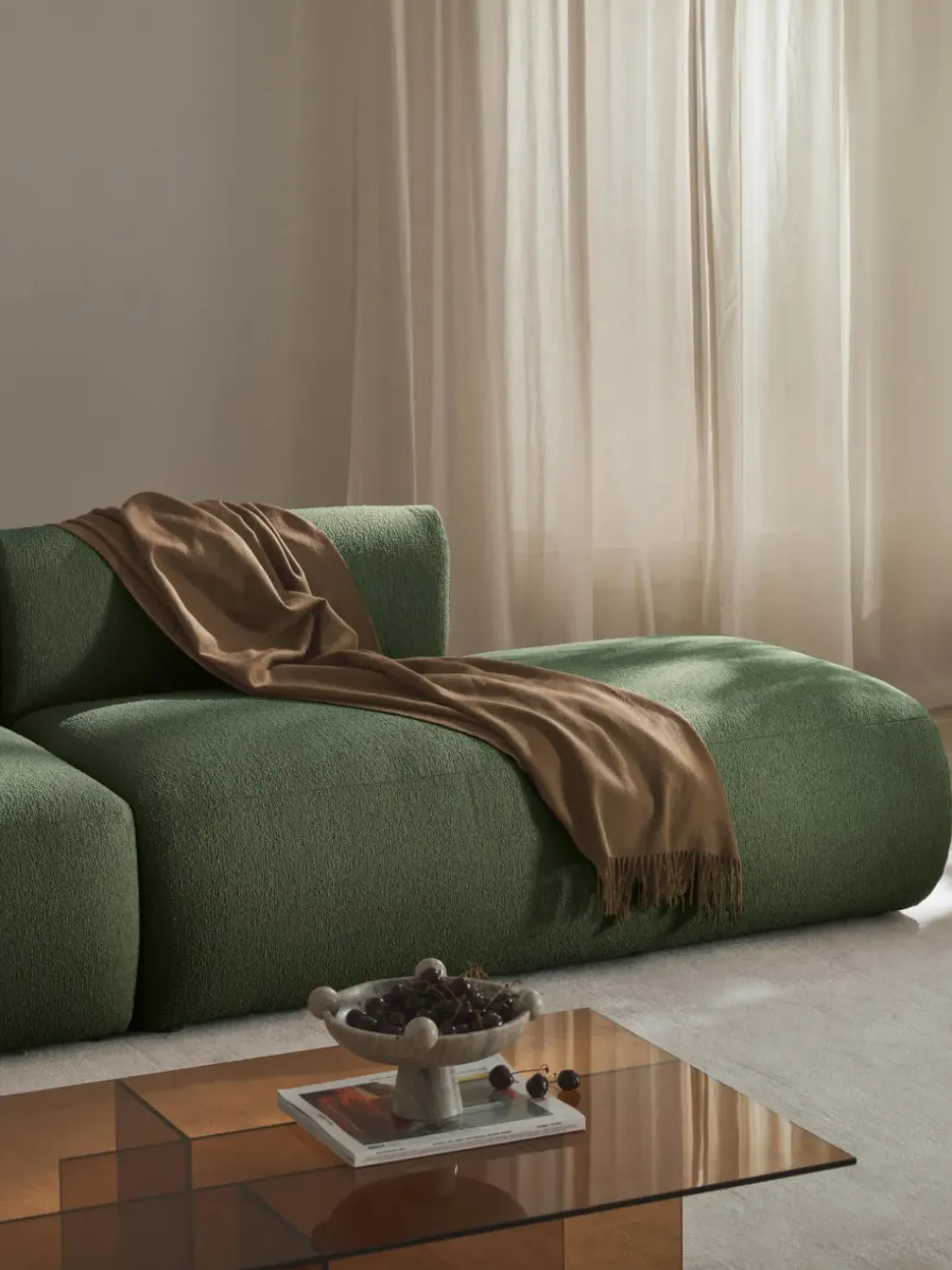 Diván modular grande en tejido bouclé Sofia