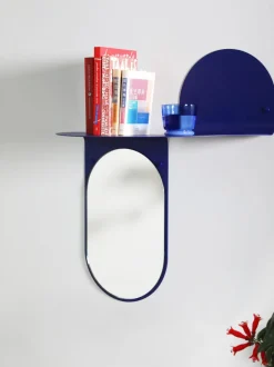 Espejo de pared artesanal con estante Flip