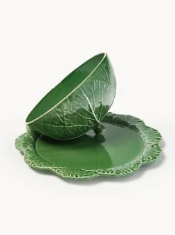 Fuente pintada a mano con tapa Cabbage