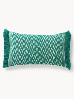 Funda de cojín de exterior con tejido estampado y flecos Suria
