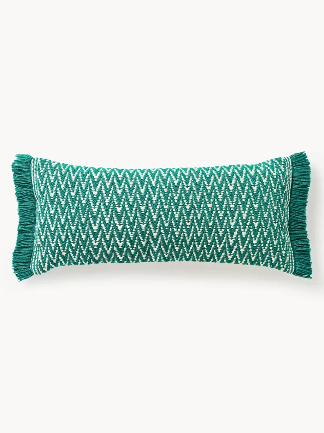 Funda de cojín para exterior con tejido artesanal y flecos Suria