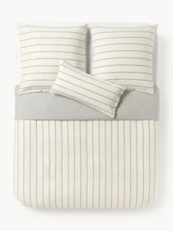 Funda nórdica de algodón lavado a rayas Caspian