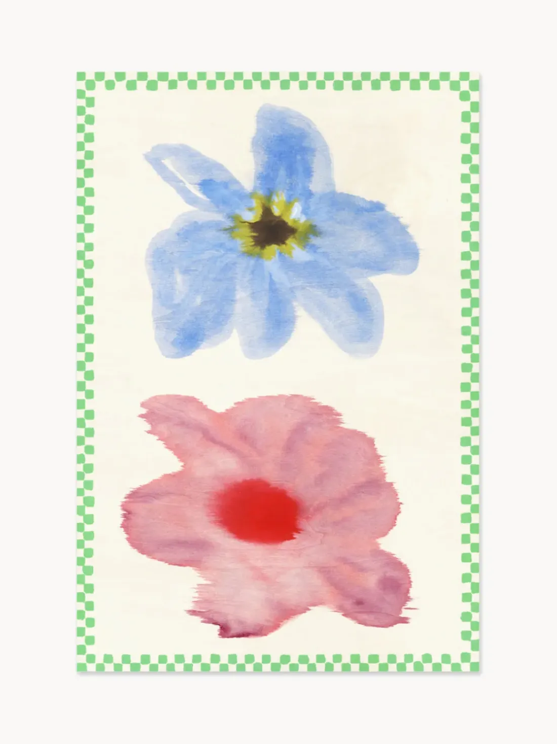 Impresión digital Flower With Checks 01
