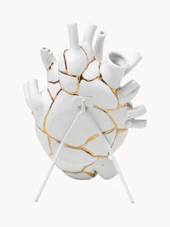 Jarrón de porcelana con decoración dorada Love in Bloom, 25 cm