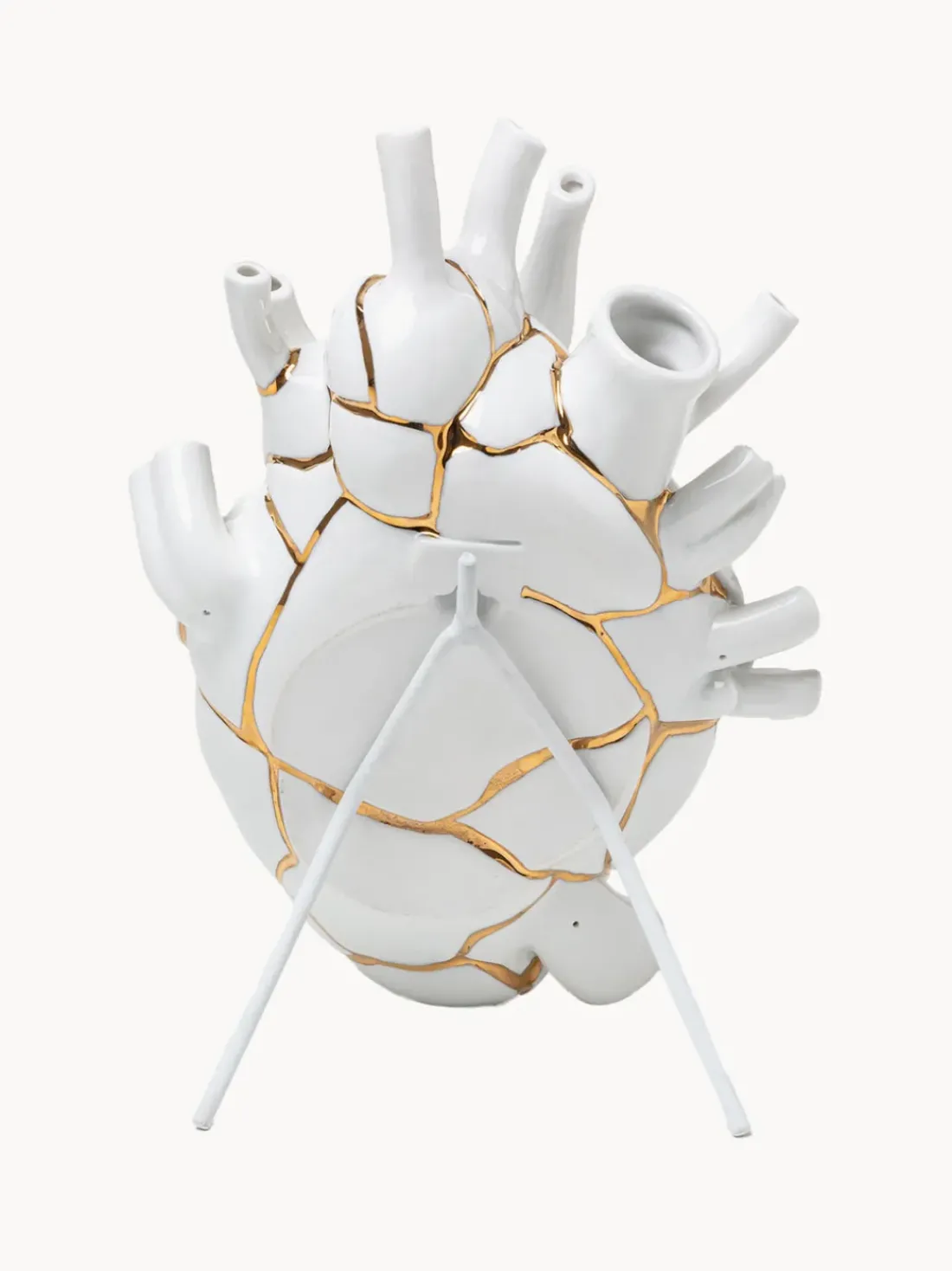 Jarrón de porcelana con decoración dorada Love in Bloom, 25 cm