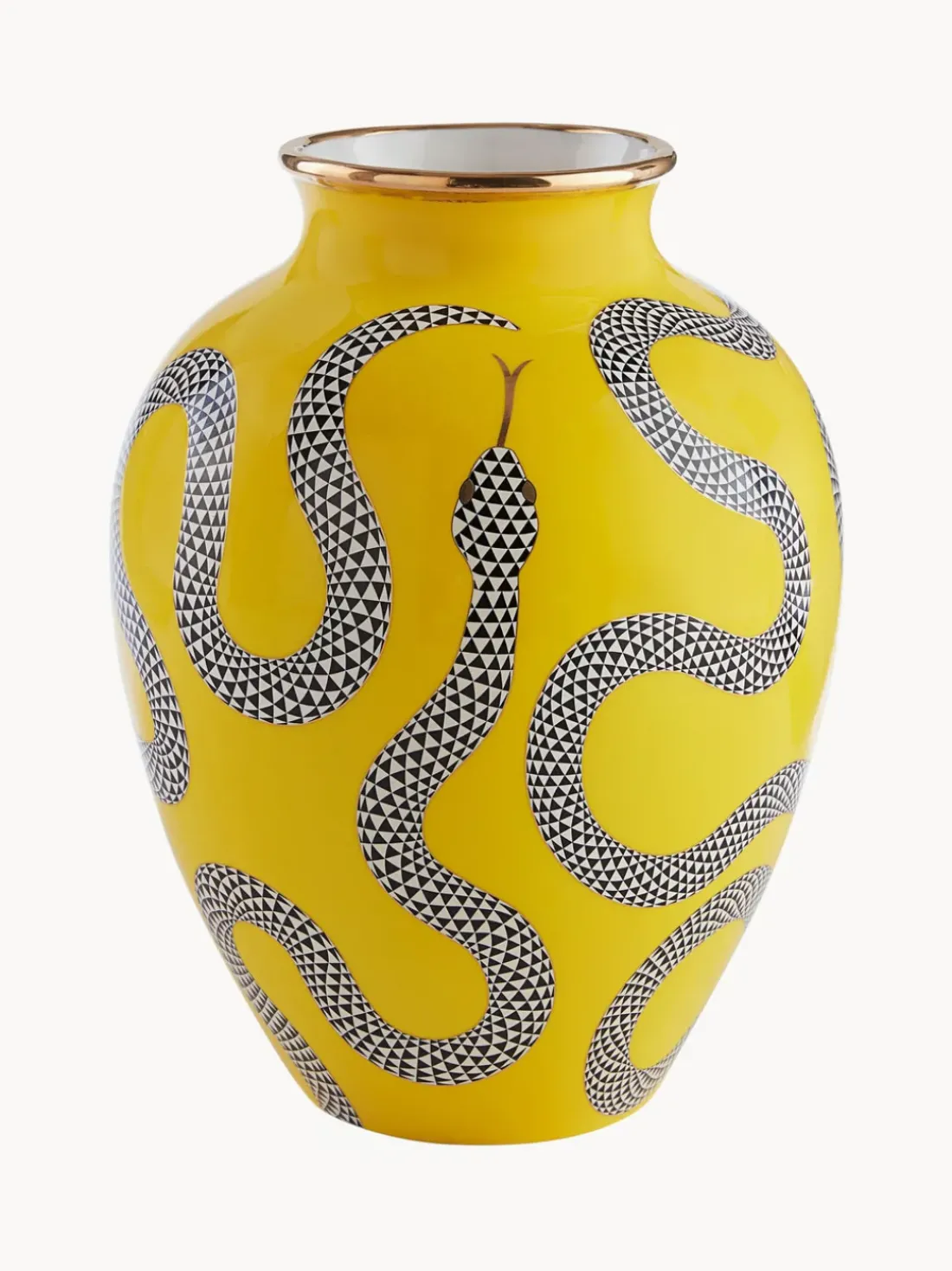 Jarrón de porcelana con detalle de oro Eden, 27 cm