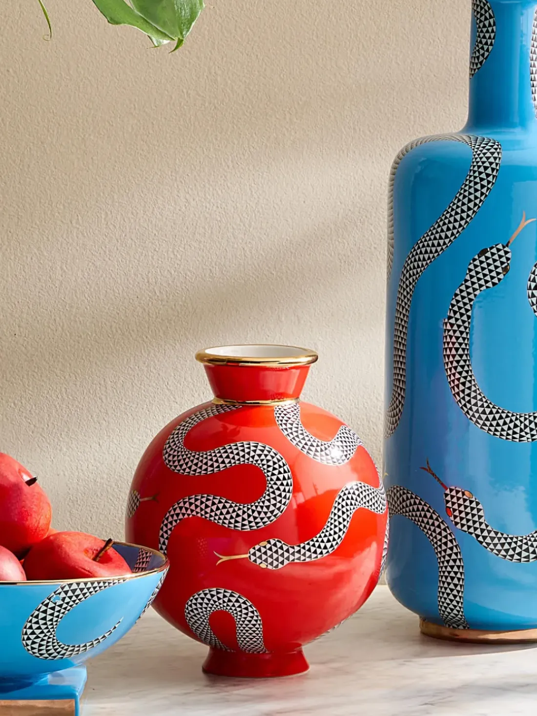 Jarrón de porcelana con detalle de oro Eden, 23 cm