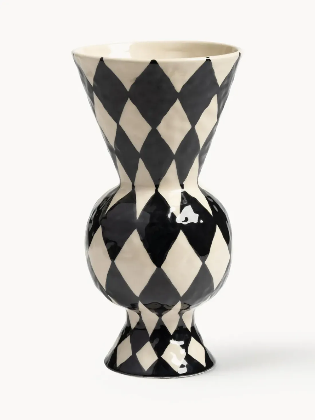 Jarrón de rombos pintado a mano, 30 cm