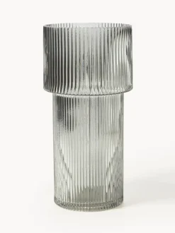 Jarrón de vidrio acanalado Lija, 30 cm