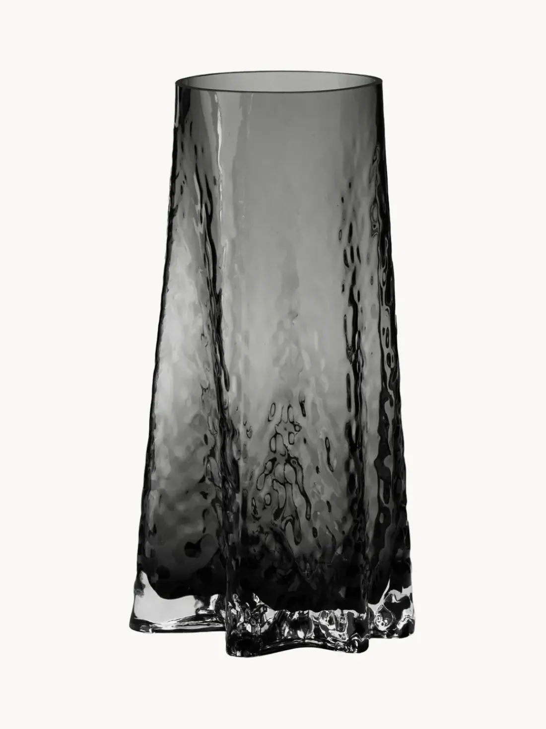 Jarrón de vidrio soplado artesanalmente con relieves Gry, 30 cm