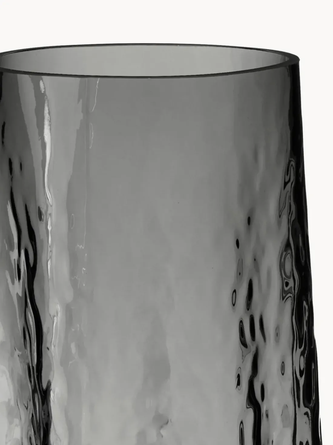 Jarrón de vidrio soplado artesanalmente con relieves Gry, 30 cm