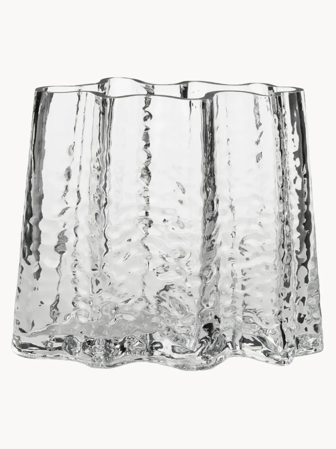 Jarrón de vidrio soplado artesanalmente con relieves Gry, 19 cm