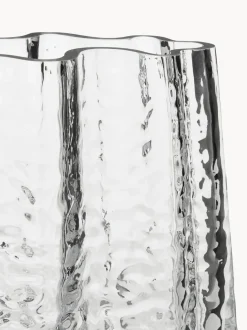 Jarrón de vidrio soplado artesanalmente con relieves Gry, 19 cm