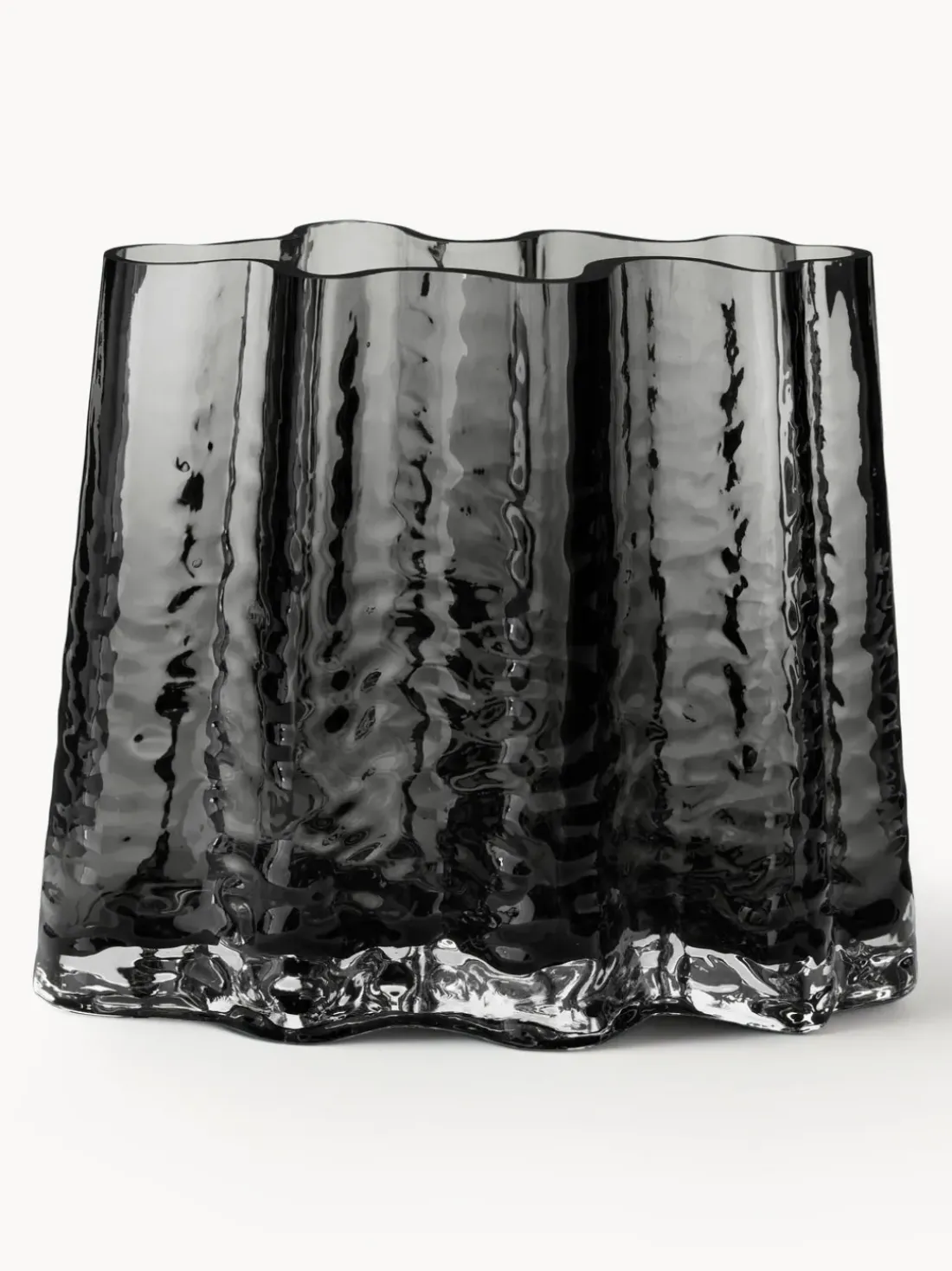 Jarrón de vidrio soplado artesanalmente con relieves Gry, 19 cm