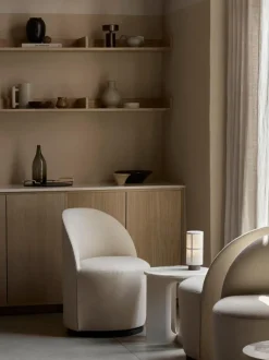 Lámpara de mesa artesanal de lino regulable Hashira, portátil
