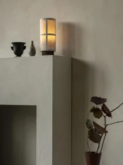 Lámpara de mesa artesanal de lino regulable Hashira, portátil