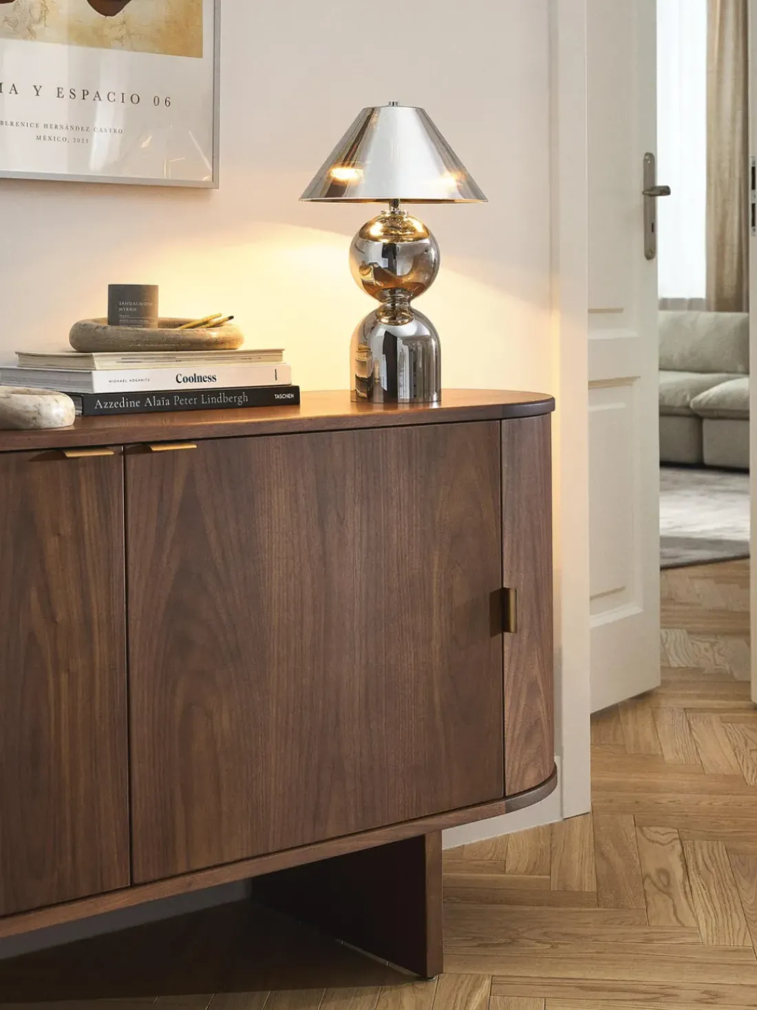 Lámpara de mesa de vidrio espejado Danielle