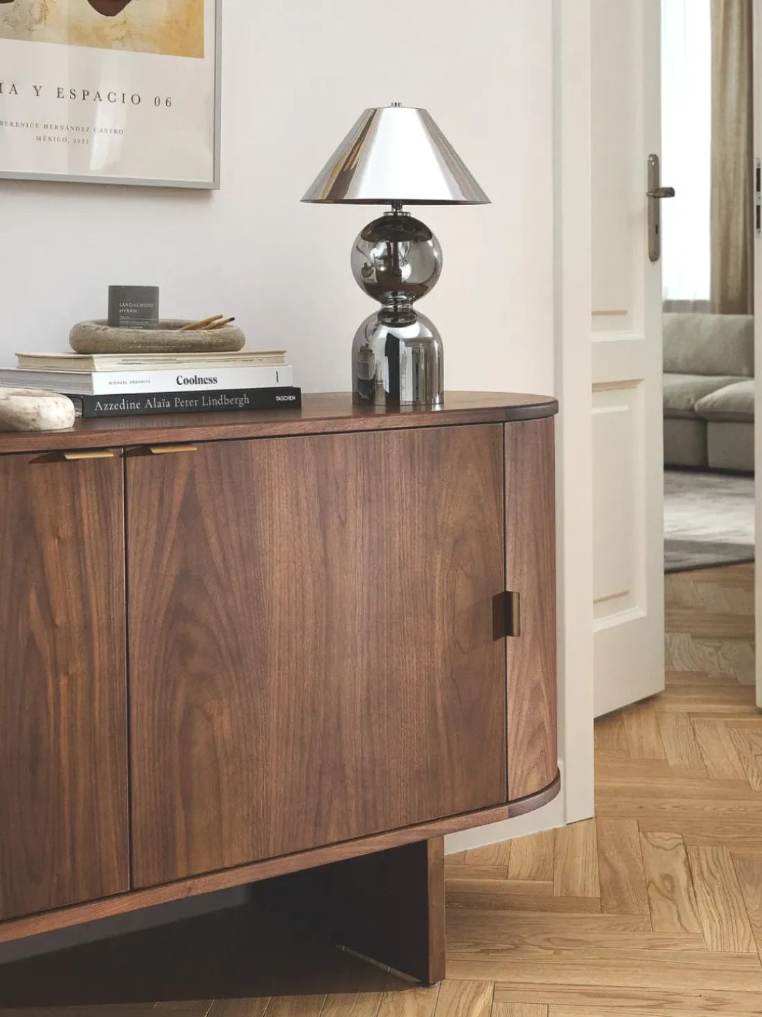 Lámpara de mesa de vidrio espejado Danielle