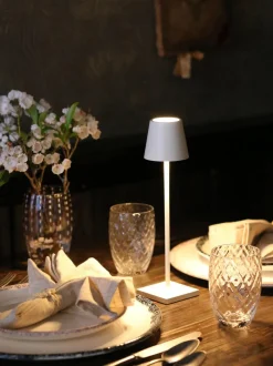 Lámpara de mesa LED regulable Poldina, portátil