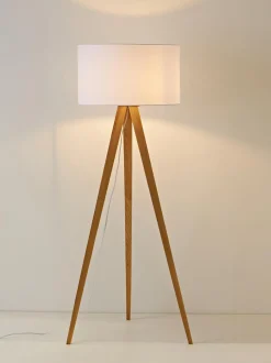 Lámpara de pie con pantalla de madera maciza Jake