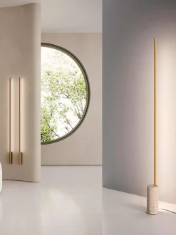 Lámpara de pie LED regulable con base de mármol Hilow Line