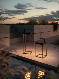 Lámpara de pie LED regulable para exterior Cannes, portátil