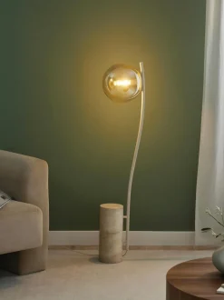 Lámpara de pie pequeña de travertino Cora