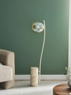 Lámpara de pie pequeña de travertino Cora