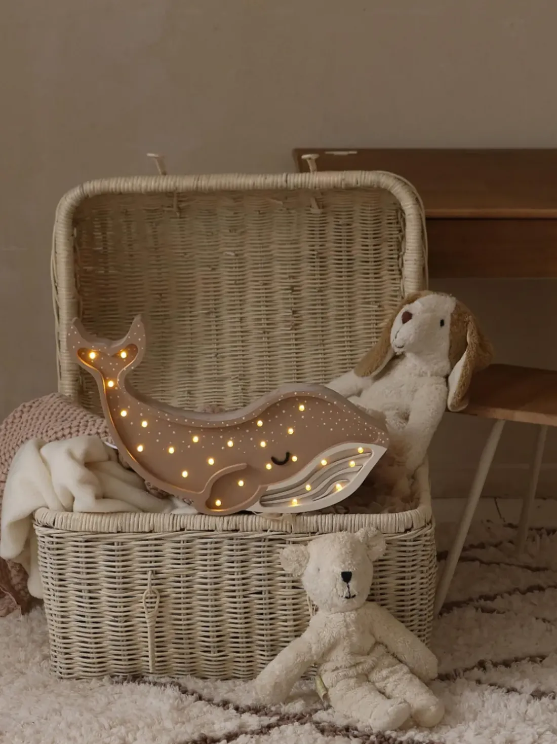 Lámpara infantil LED artesanal regulable con función de temporizador y control remoto Whale